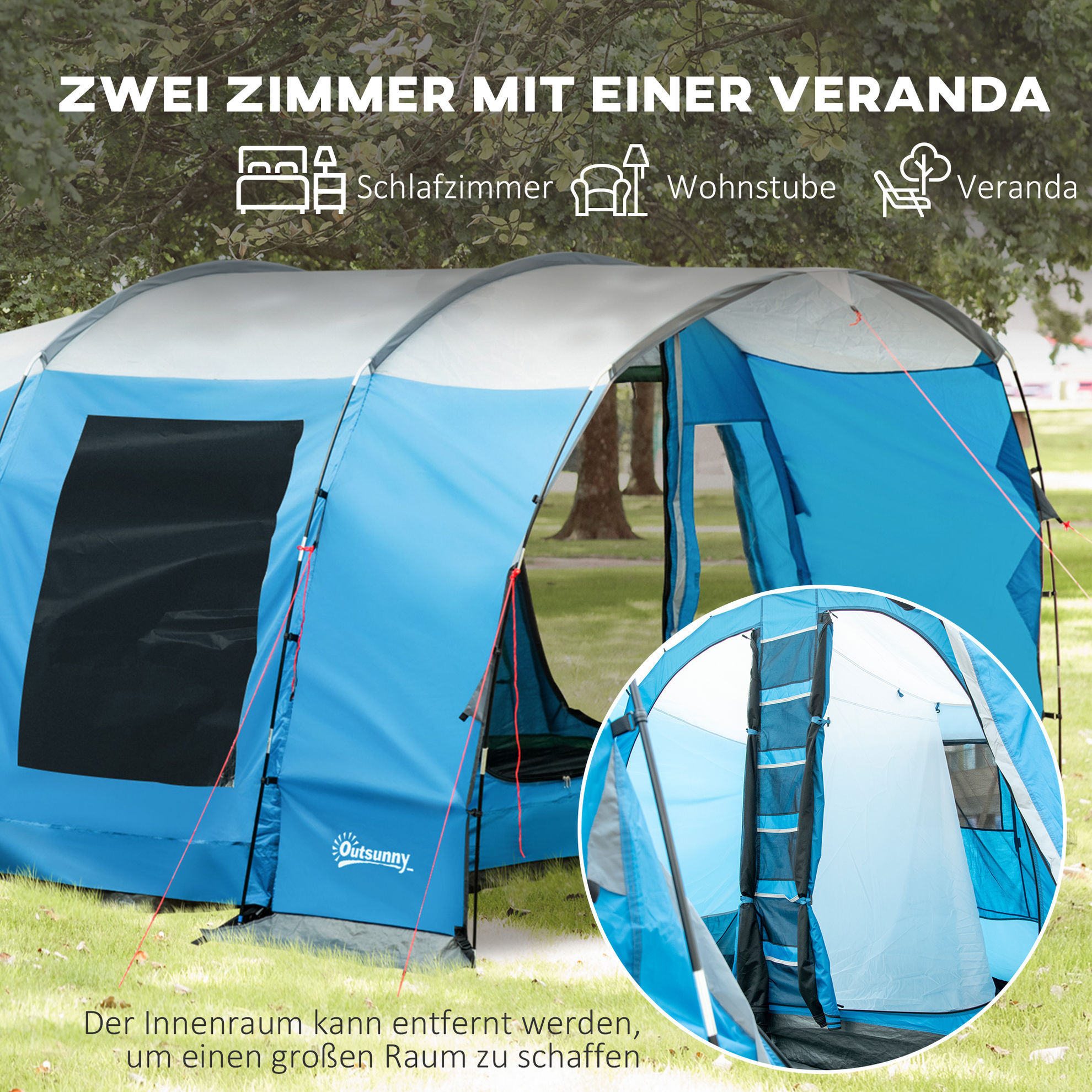 Campingzelt mit Erdspieße, Tragetasche und Spannseilen blau Farbe: blau |  Weltbild.de