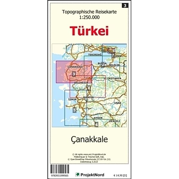 Canakkale - Topographische Reisekarte 1:250.000 Türkei (Blatt 3), Jens Uwe Mollenhauer