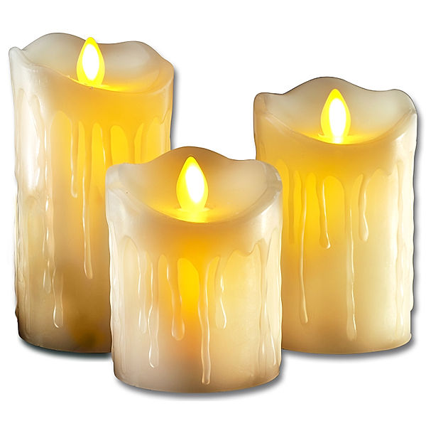 Candlemaxx Echtwachskerzen Flamme, 3er-Set