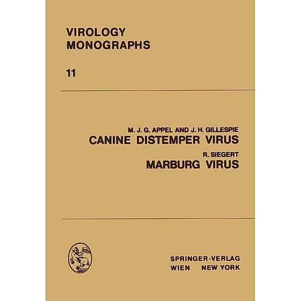 Canine Distemper Virus / Virology Monographs Die Virusforschung in Einzeldarstellungen Bd.11, M. J. G. Appel, J. H. Gillespie, R. Siegert
