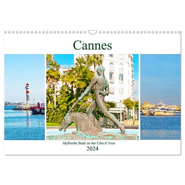 Cannes - idyllische Stadt an der Côte d'Azur (Wandkalender 2024 DIN A3 quer), CALVENDO Monatskalender, Nina Schwarze