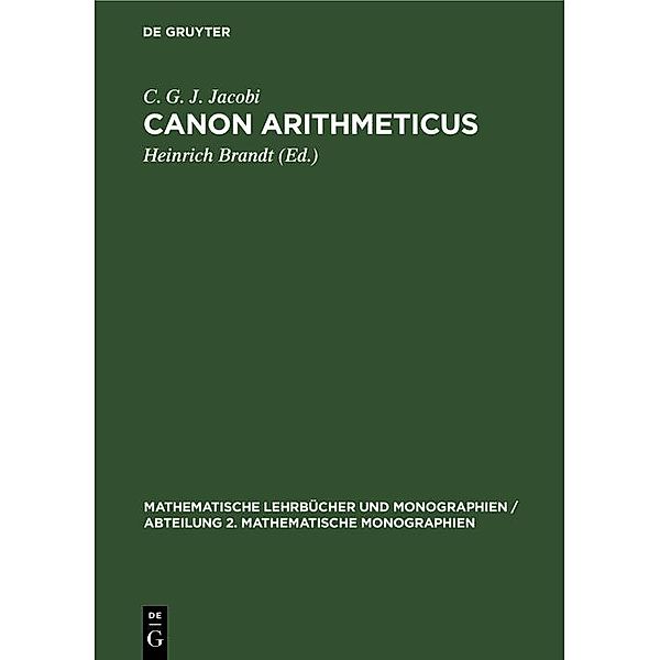 Canon Arithmeticus, C. G. J. Jacobi
