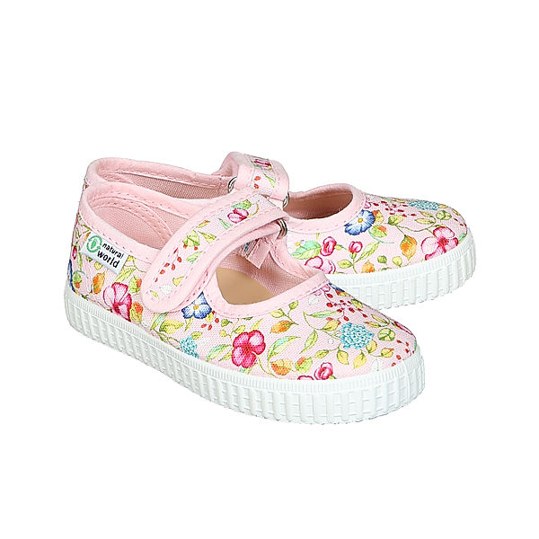 Natural World Canvas-Spangenschuhe FLOR MULTI in rosa