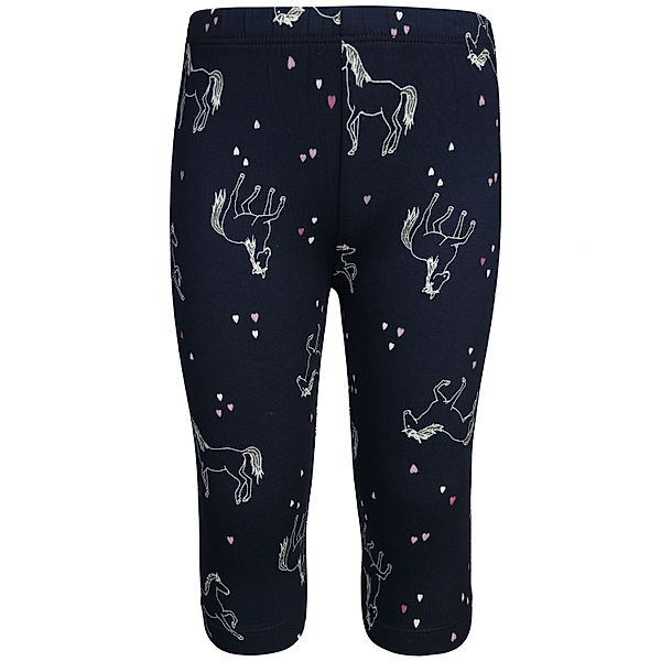 Salt & Pepper Capri-Leggings HORSES AOP in navy