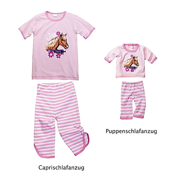 Caprischlafanzug Pferd, rose/pink (Größe: 110/116)