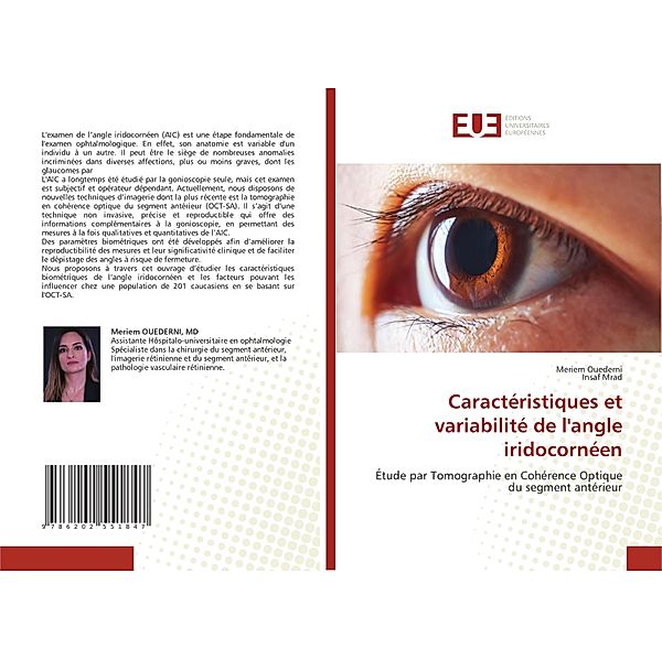 Caractéristiques et variabilité de l'angle iridocornéen, Meriem Ouederni, Insaf Mrad