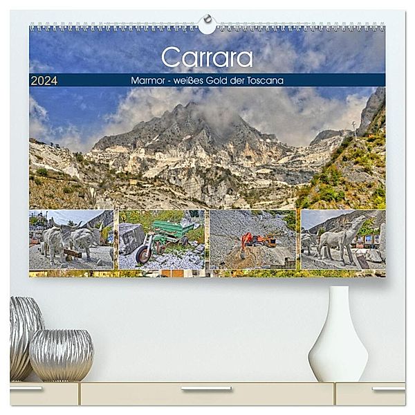 Carrara Marmor - weißes Gold der Toscana (hochwertiger Premium Wandkalender 2024 DIN A2 quer), Kunstdruck in Hochglanz, Günther Geiger