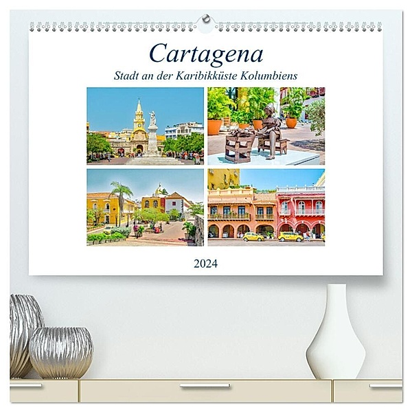 Cartagena - Stadt an der Karibikküste Kolumbiens (hochwertiger Premium Wandkalender 2024 DIN A2 quer), Kunstdruck in Hochglanz, Nina Schwarze