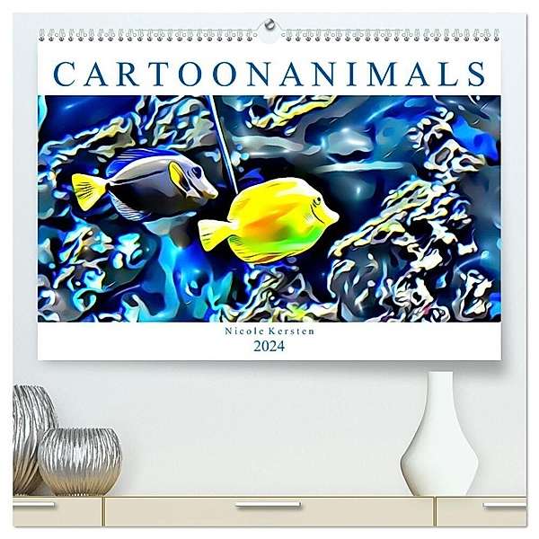 Cartoonanimals (hochwertiger Premium Wandkalender 2024 DIN A2 quer), Kunstdruck in Hochglanz, Nicole Kersten