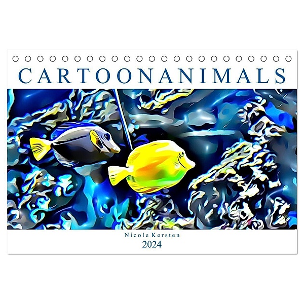 Cartoonanimals (Tischkalender 2024 DIN A5 quer), CALVENDO Monatskalender, Nicole Kersten