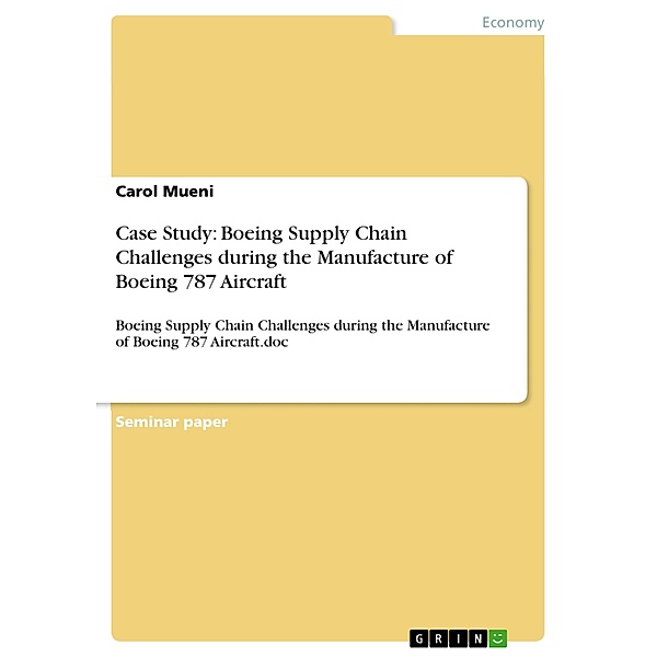 Case Study:  Boeing Supply Chain Challenges during the Manufacture of Boeing 787 Aircraft, Carol Mueni