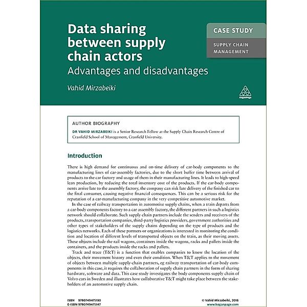 Case Study: Data Sharing Between Supply Chain Actors / Kogan Page Case Study Library, Vahid Mirzabeiki