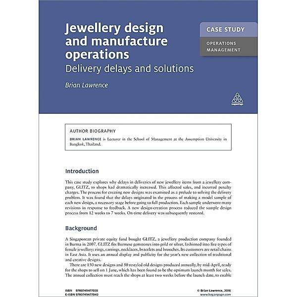 Case Study: Jewellery Design and Manufacture Operations / Kogan Page Case Study Library, Brian Lawrence