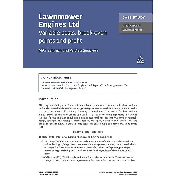 Case Study: Lawnmower Engines Ltd / Kogan Page Case Study Library, Mike Simpson, Andrea Genovese