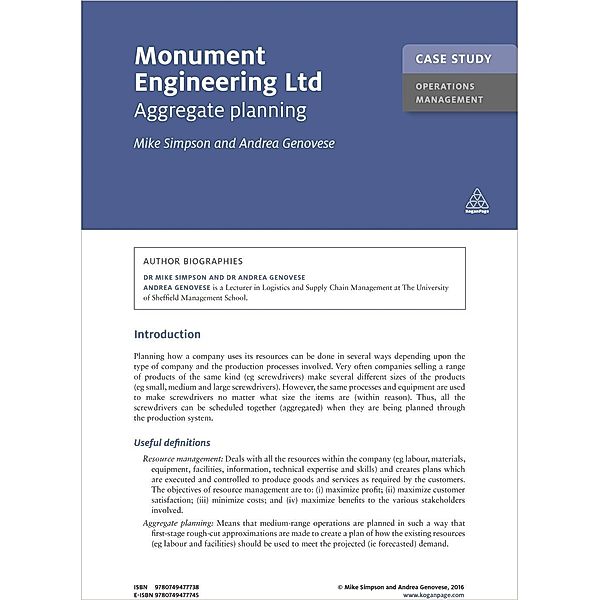 Case Study: Monument Engineering Ltd / Kogan Page Case Study Library, Mike Simpson, Andrea Genovese