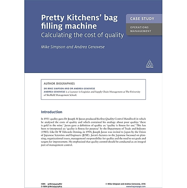 Case Study: Pretty Kitchens' Bag Filling Machine / Kogan Page Case Study Library, Mike Simpson, Andrea Genovese