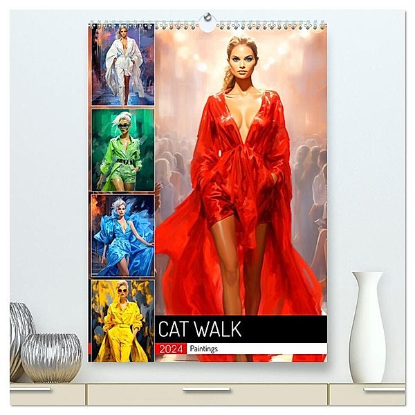 Cat Walk. Paintings (hochwertiger Premium Wandkalender 2024 DIN A2 hoch), Kunstdruck in Hochglanz, Rose Hurley