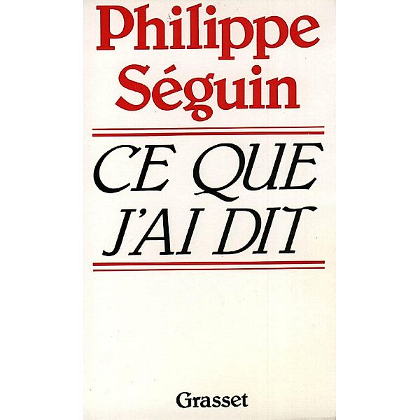 Ce que j'ai dit / essai français, Philippe Séguin