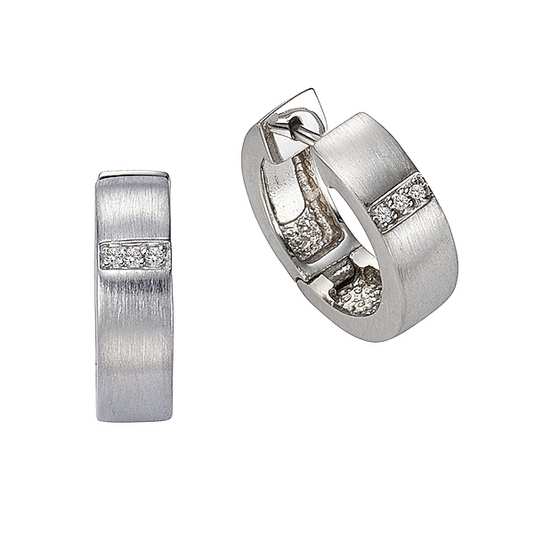 Celesta Diamonds Creolen 925/- Sterling Silber Diamant weiß 1,4cm Satiniert 0,03ct.