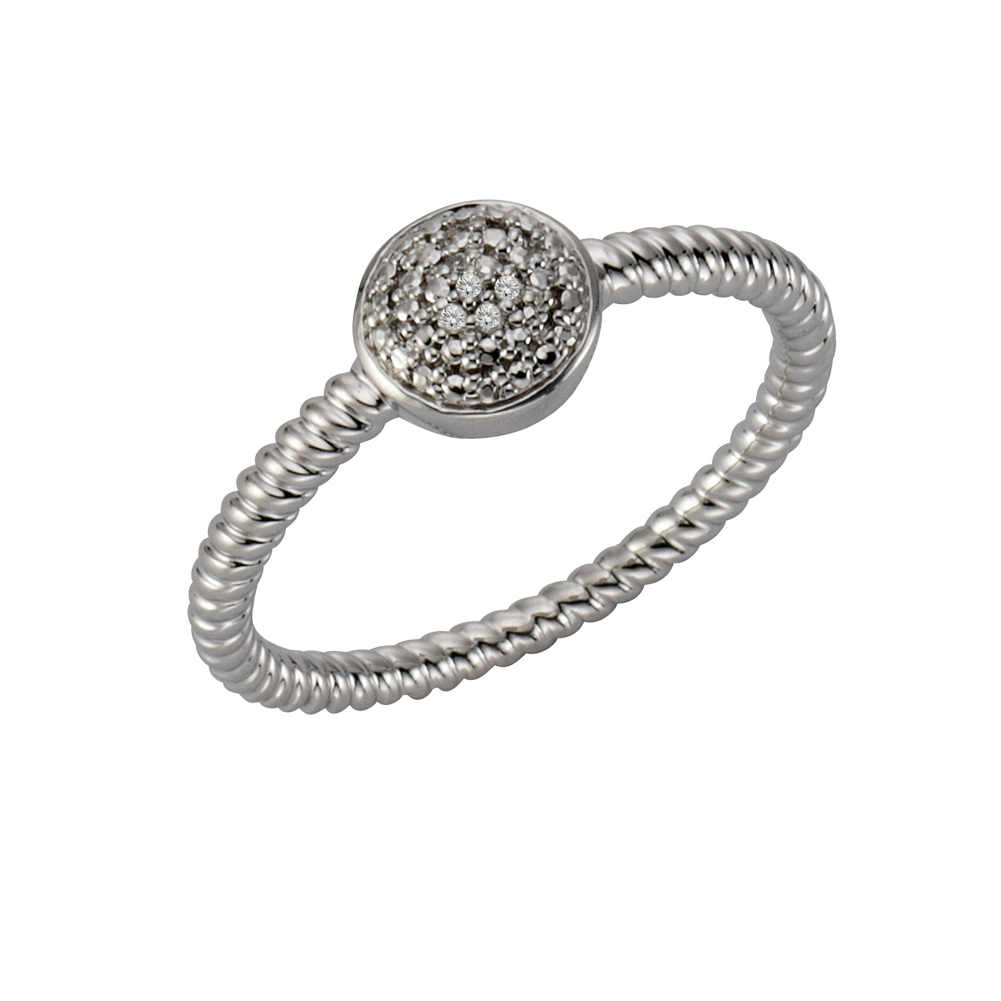 Celesta Diamonds Ring 925 - Sterling Silber Diamant weiß Strukturiert 0,02  Größe: 058 18,5
