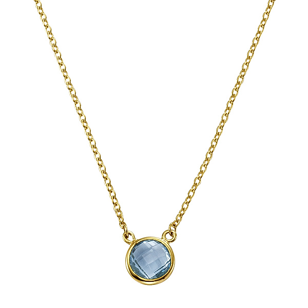 Celesta Gold Halskette 375/- Gold Blautopas beh. blau 45cm Glänzend
