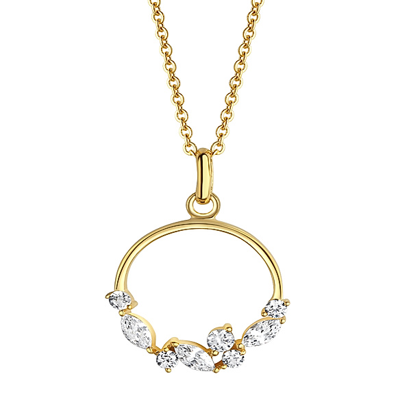 Celesta Gold Halskette 375/- Gold Zirkonia weiß 42+3cm Glänzend