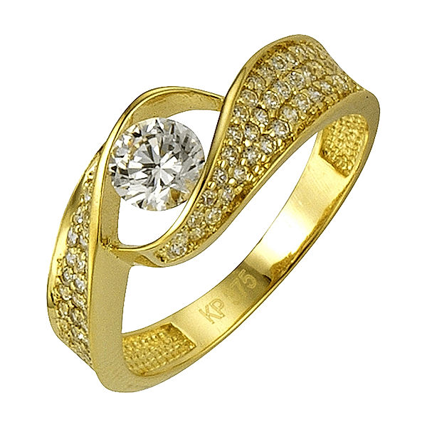 Celesta Gold Ring 375/- Gold Zirkonia weiß Glänzend (Größe: 054 (17,2))