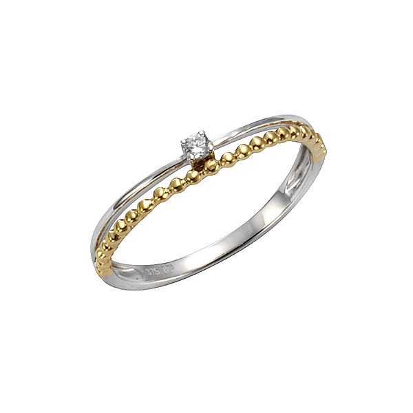 Celesta Gold Ring 375/- Gold Zirkonia weiß Glänzend 0,05 (Größe: 060 (19,1))