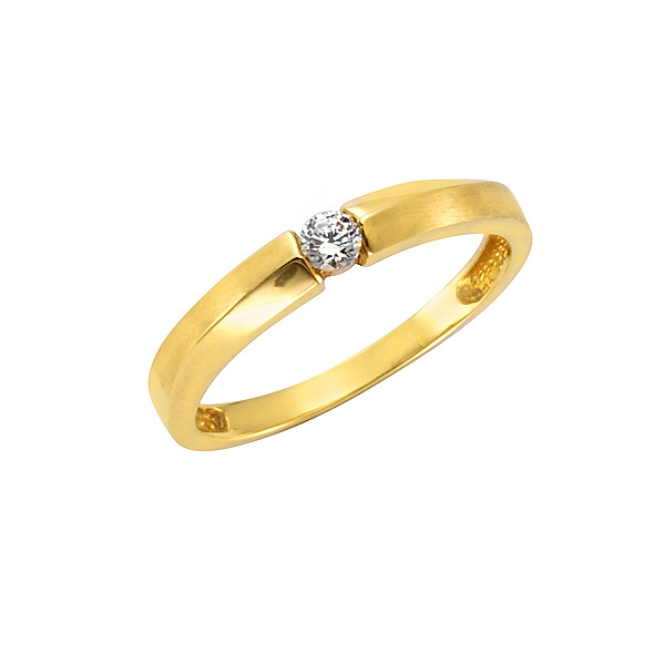 Celesta Gold Ring 375/- Gold Zirkonia weiß Matt/Glanz (Größe: 060 (19,1))