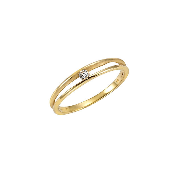 Celesta Gold Ring 375/- Gold Zirkonia weiß Matt/Glanz (Größe: 058 (18,5))