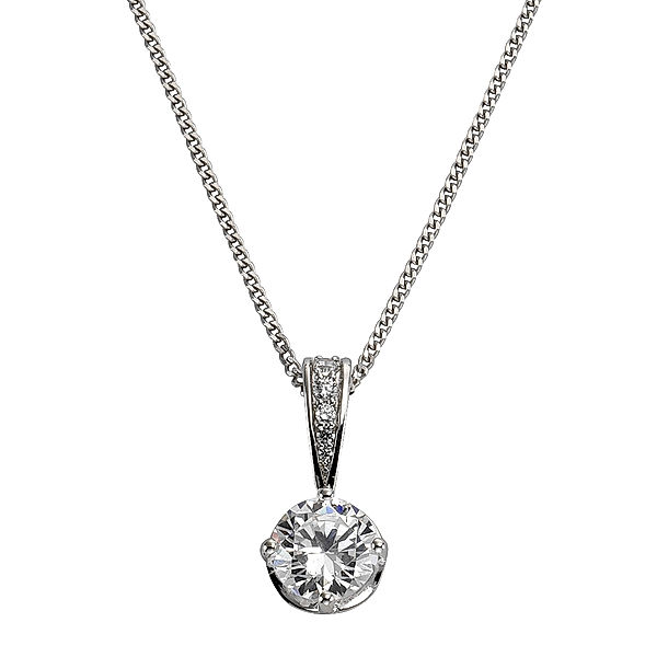 Celesta Silber Anhänger mit Kette 925/- Sterling Silber Zirkonia weiß 45cm Glänzend