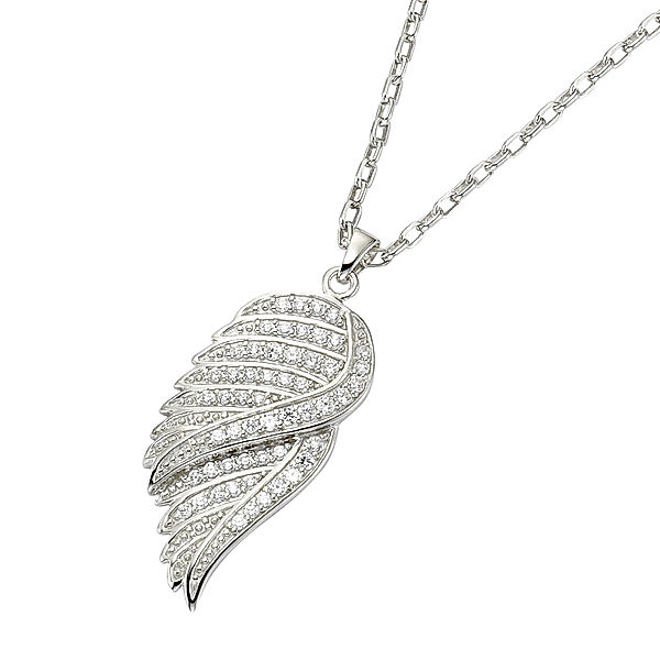 Celesta Silber Anhänger mit Kette 925/- Sterling Silber Zirkonia weiß 45 cm Rhodiniert