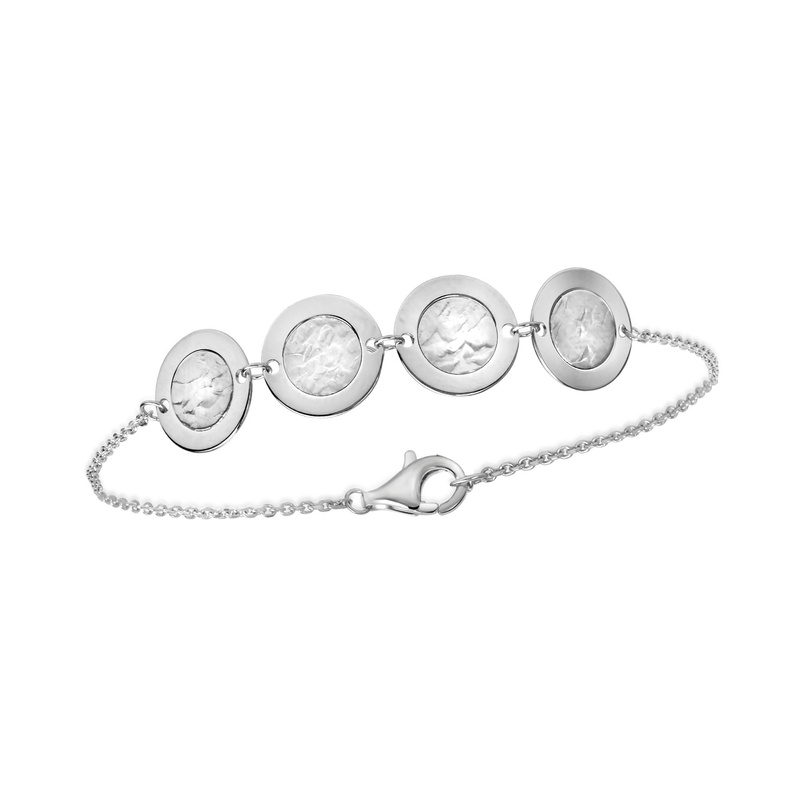 Celesta Silber Armband 925 - Sterling Silber ohne Stein 17+2cm Gehämmert