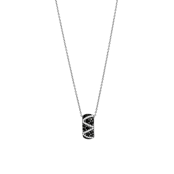Celesta Silber Halskette 925/- Sterling Silber Zirkonia schwarz 42+3cm Glänzend
