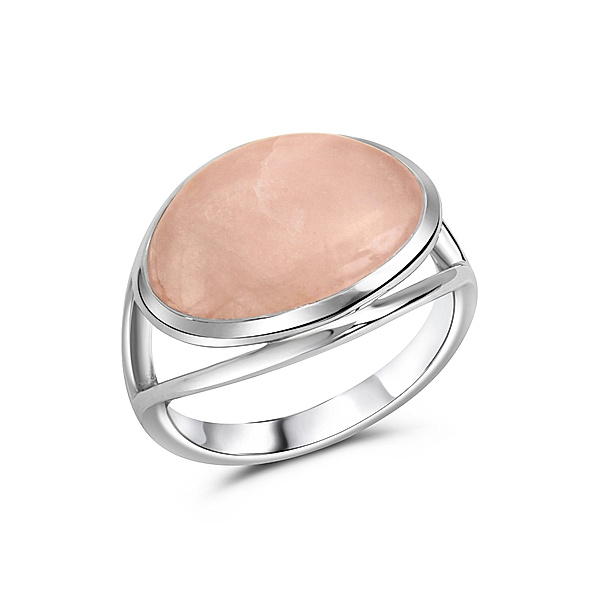 Celesta Silber Ring 925/- Sterling Silber Rosenquarz rosa Glänzend (Größe: 058 (18,5))