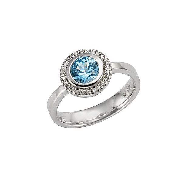Celesta Silber Ring 925/- Sterling Silber sy. Blautopas blau Glänzend (Größe: 054 (17,2))