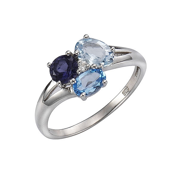Celesta Silber Ring 925/- Sterling Silber syn. Safir blau Glänzend (Größe: 060 (19,1))