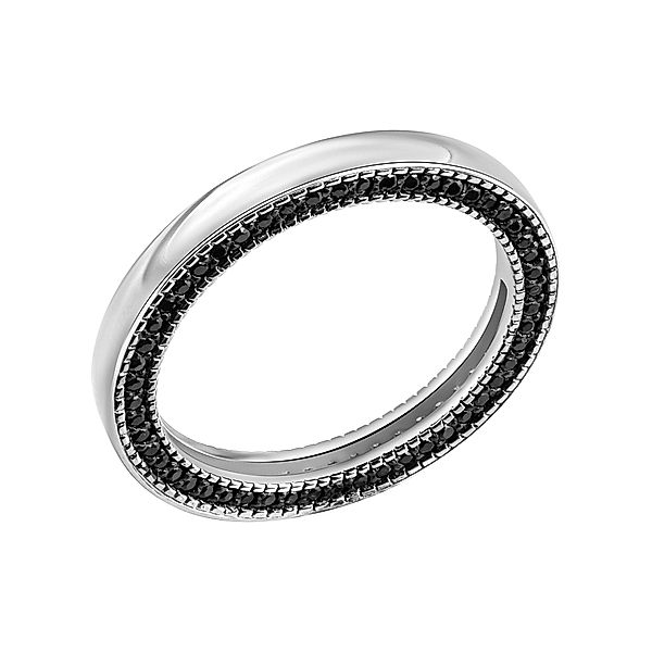 Celesta Silber Ring 925/- Sterling Silber Zirkonia schwarz Glänzend (Größe: 060 (19,1))