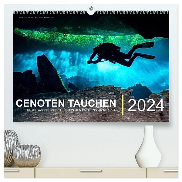 Cenoten Tauchen (hochwertiger Premium Wandkalender 2024 DIN A2 quer), Kunstdruck in Hochglanz, Christian Hubo - feel4nature