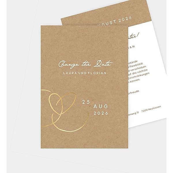 Change-The-Date Karte Ewiges Herzgold · Crafty, Postkarte hoch (105 x 148mm)