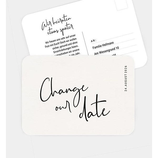 Change-The-Date Karte Je t'aime, Postkarte quer (148 x 105mm)