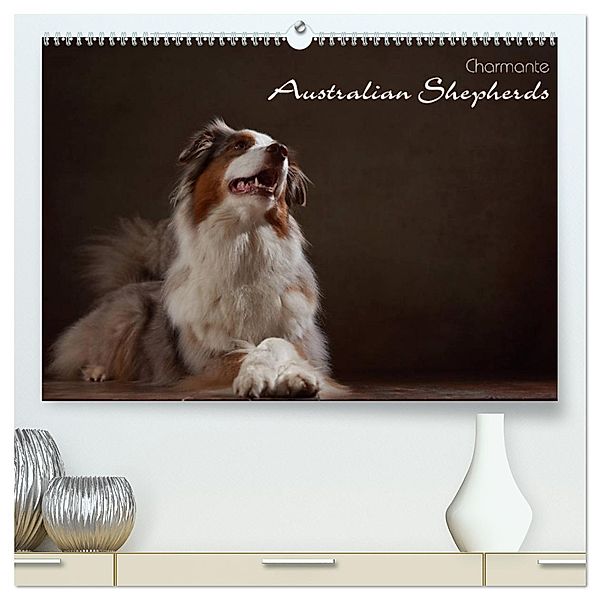 Charmante Australian Shepherds (hochwertiger Premium Wandkalender 2025 DIN A2 quer), Kunstdruck in Hochglanz, Calvendo, Jana Behr