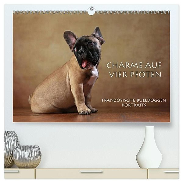 Charme auf vier Pfoten - Französische Bulldoggen Portraits (hochwertiger Premium Wandkalender 2024 DIN A2 quer), Kunstdruck in Hochglanz, Jana Behr