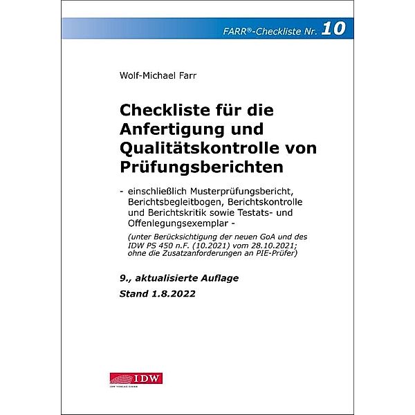 Checkliste 10 für die Anfertigung und Qualitätskontrolle von Prüfungsberichten, Wolf-Michael Farr