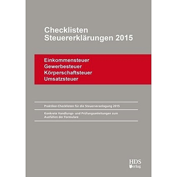 Checklisten Steuererklärungen 2015, Thomas Arndt, Uwe Perbey, Annette Lähn