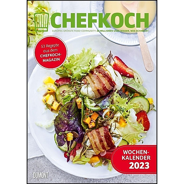 CHEFKOCH Wochenkalender 2023 - Küchen-Kalender - mit Notizfeld - pro Woche 1 Rezept - Format DIN A4 - Spiralbindung