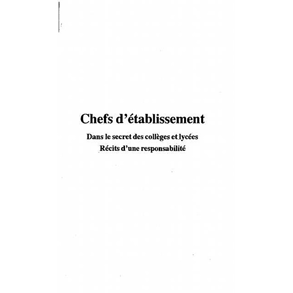 Chefs d'etablissement / Hors-collection, Jean-Yves Robin