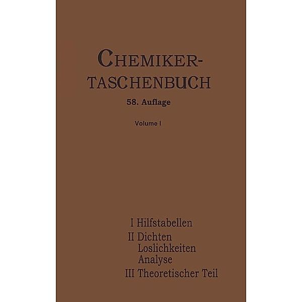 Chemiker-Taschenbuch, Rudolf Biedermann, W. A. Roth, I. Koppel