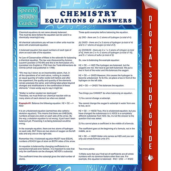 Chemistry Equations & Answers (Speedy Study Guide) / Dot EDU, Speedy Publishing