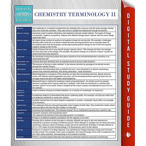 Chemistry Terminology II (Speedy Study Guides), Speedy Publishing